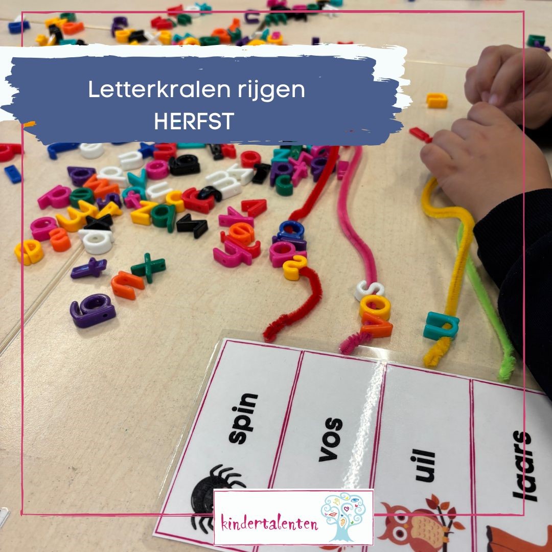 Letterkralen rijgen – herfstset. Oefen motoriek & letterherkenning