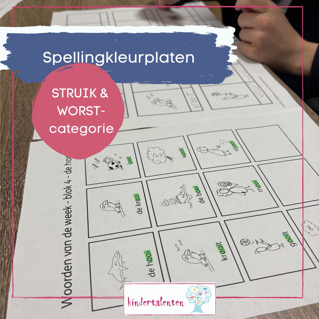 Spellingkleurplaten – de Struik & Wolf -categorie.